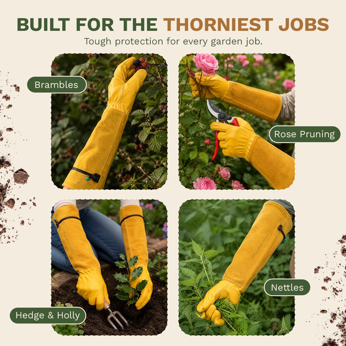 ThornMates built for brambles, nettles, holly and rose pruning