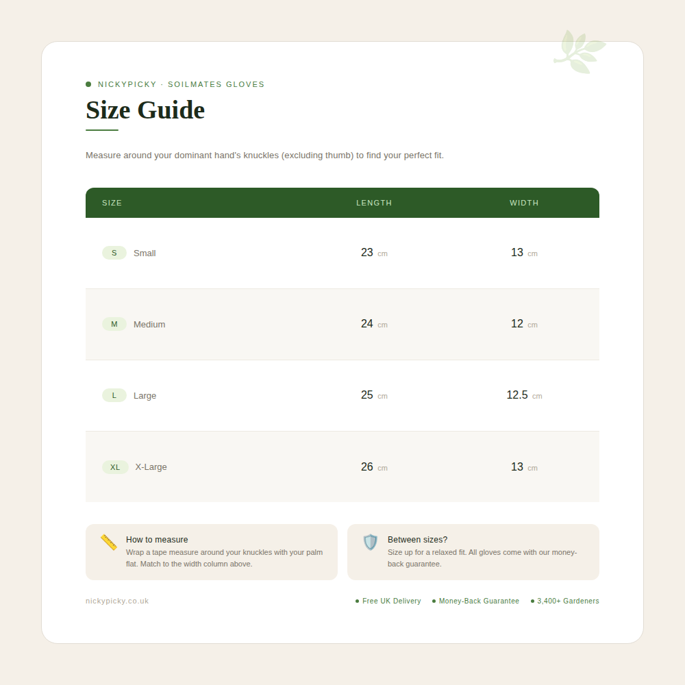 Product Size Chart